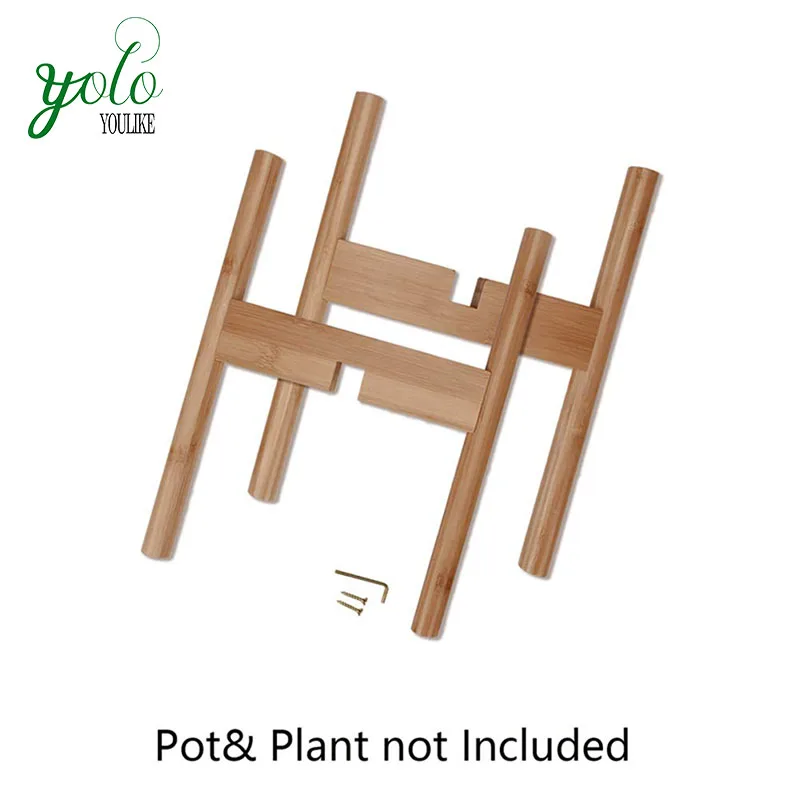 8' to 12' Bamboo Wood Foldable And Adjustable Plant Stand For Indoor And Outdoor Plant Pots