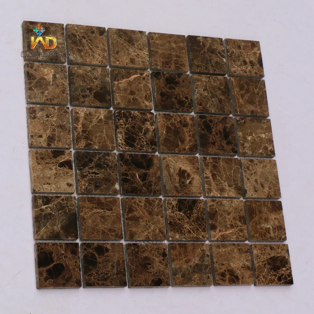 2*2 Inches Emperador Dark marble mosaic tile square stone mosaic grid tile for both walls and floors tiles
