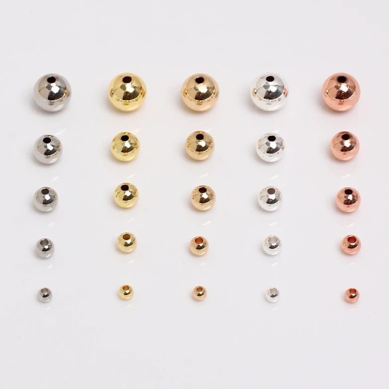 Glossy Loose Beads 4mm 14k 18k Gold Color-preserving 4 Colors Brass Spacer for Diy Jewelry