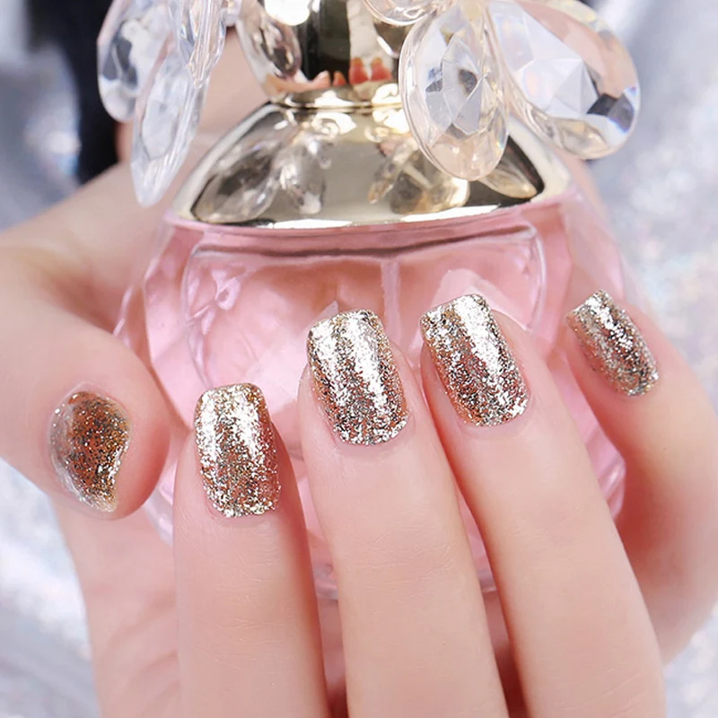 Factory supply manicure products oem lasting shine no yellowing glitter powder gel soak off color platinum UV gel nail polish
