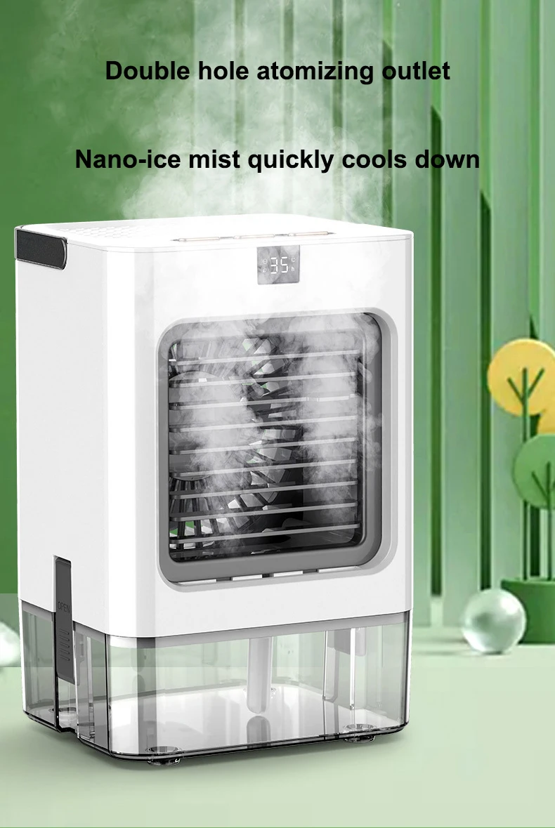 Rapid Down Temperature Water Cooling Fan Portable Home Office Air-conditioner Cooler Fans Desktop Air Cooler Fan  Cooling