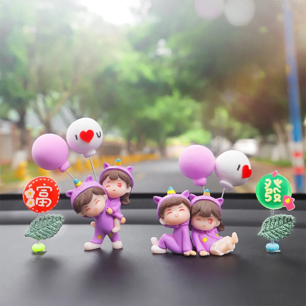 New Couple Ornament Mini Cute Couple Balloon Car Dashboard Decoration Resin Ornament Crafts