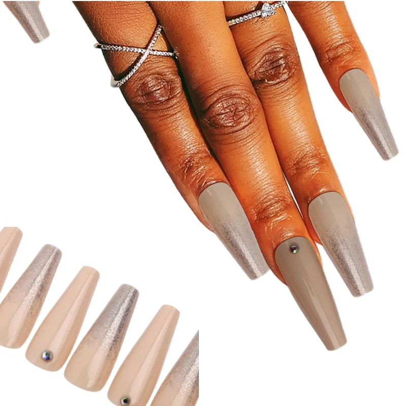 Matt Pink And Blue Color Design Ballet Type Fake Nails Art Salon Finger Nails Set Full Cover False Nails Art Tips DIY