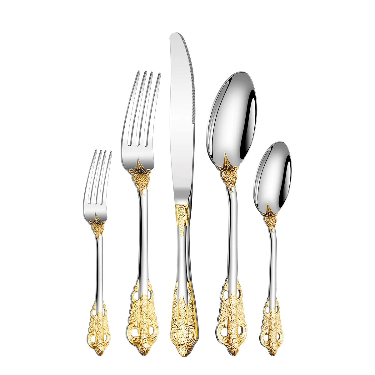 12 People Service Palace Style Flatware Sets Coloured Gold Cutlery Stainless Steel 72pcs Cutlery Set with Gift Box