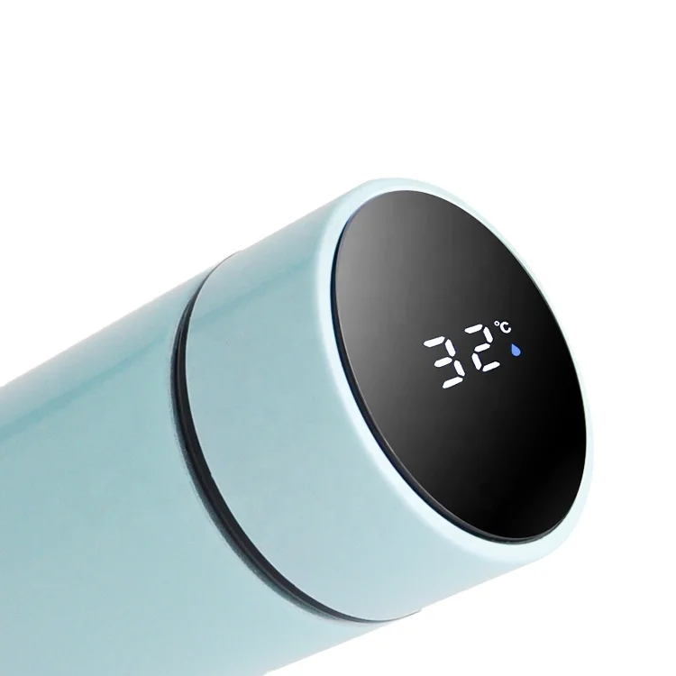
LED Water Drinking Bottle with Temperature Display Temperature Display Lid Stainless Steel water bottle 