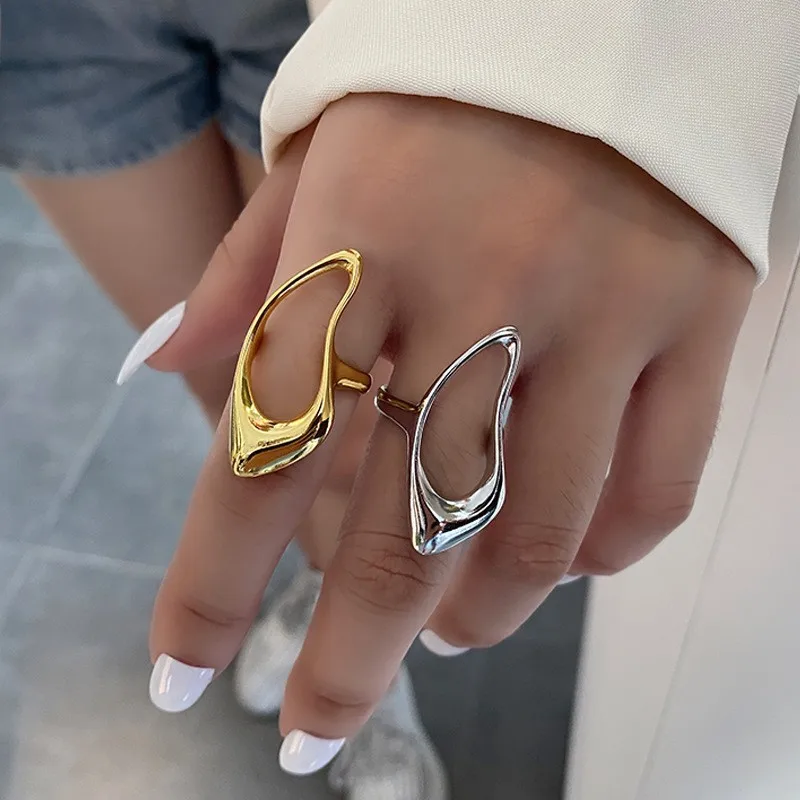 Hollow Out Geometric Ring Simple Personality Dainty Gold Rings Trendy Temperament Little Girl Jewelry Ring