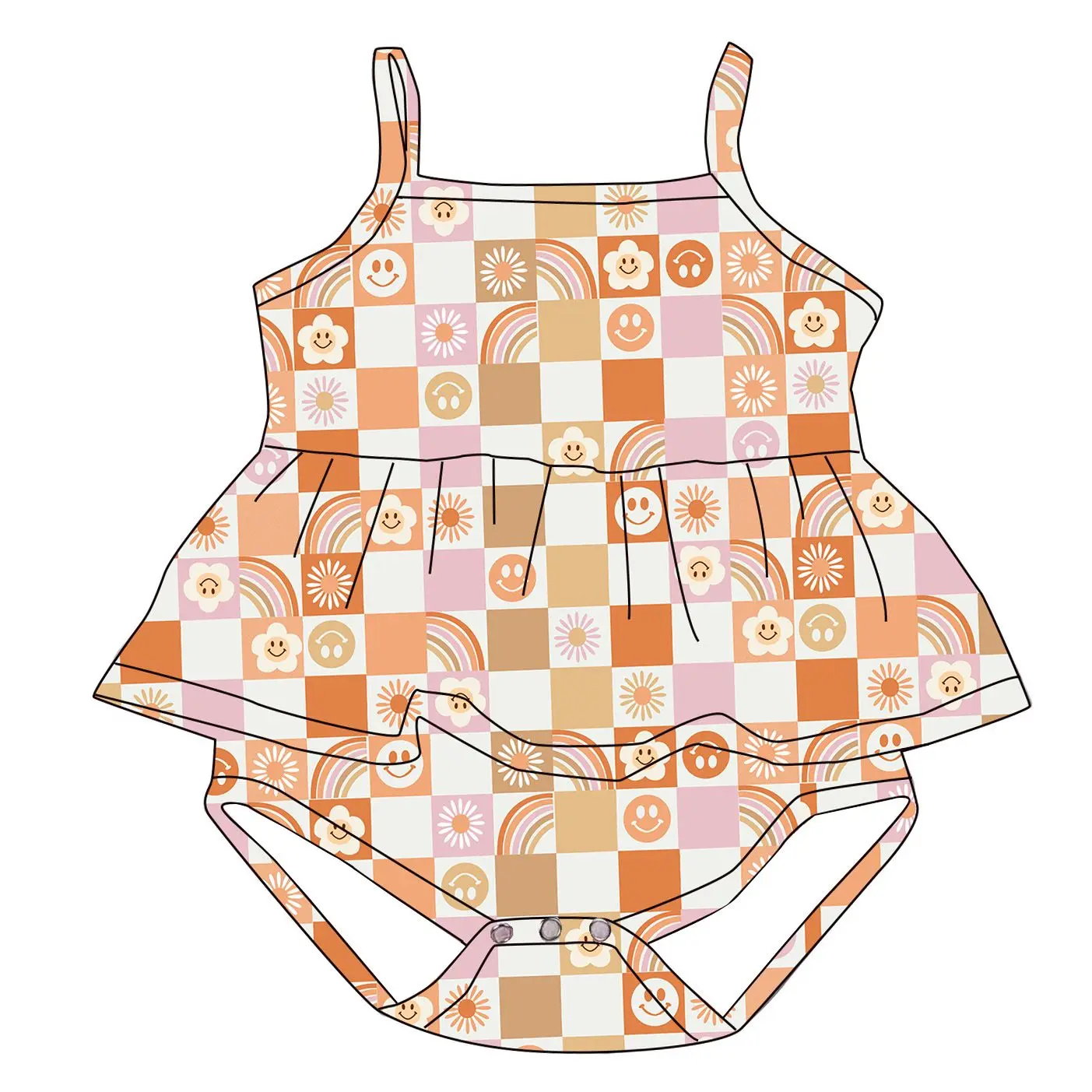 Fast Shipping Customized print baby summer frenulum tollder peplum leo girls printed rope bubble girls sling Skirt hem romper