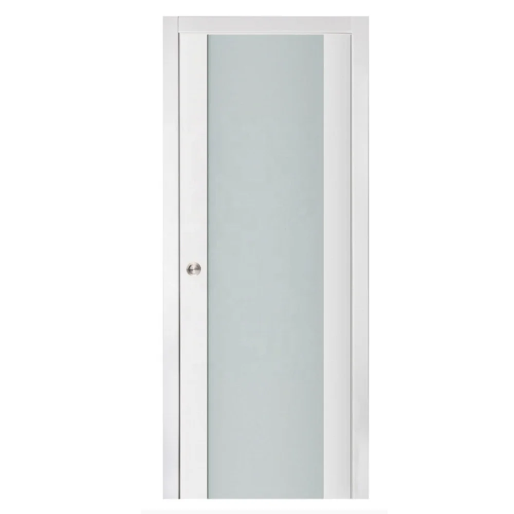 White PVC laminate luxury simple design solid wooden washroom triple layers of glass door designs
