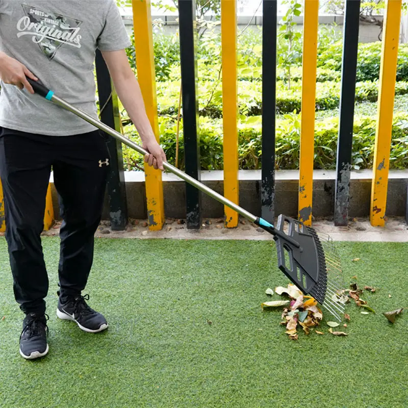Factory Expandable Adjustable Farm Lawn Grass Leaf Garden Rake Steel and Plastic Yard Turf Hand Rake for Agricultural Use