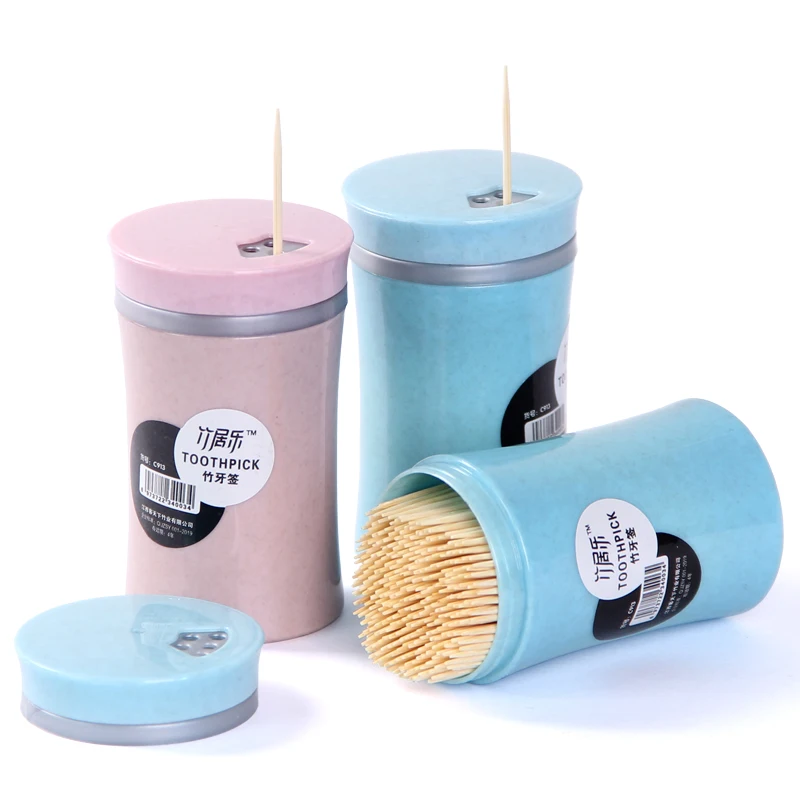 
Hot Sale Double Pointed Eco friendly Domestic Bamboo holders jars Bottled packing sitcks Toothpick pack 