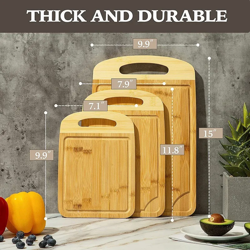 Organic Bamboo Cutting Board with Juice Groove - Kitchen Chopping Board for Meat, Cheese and Vegetable