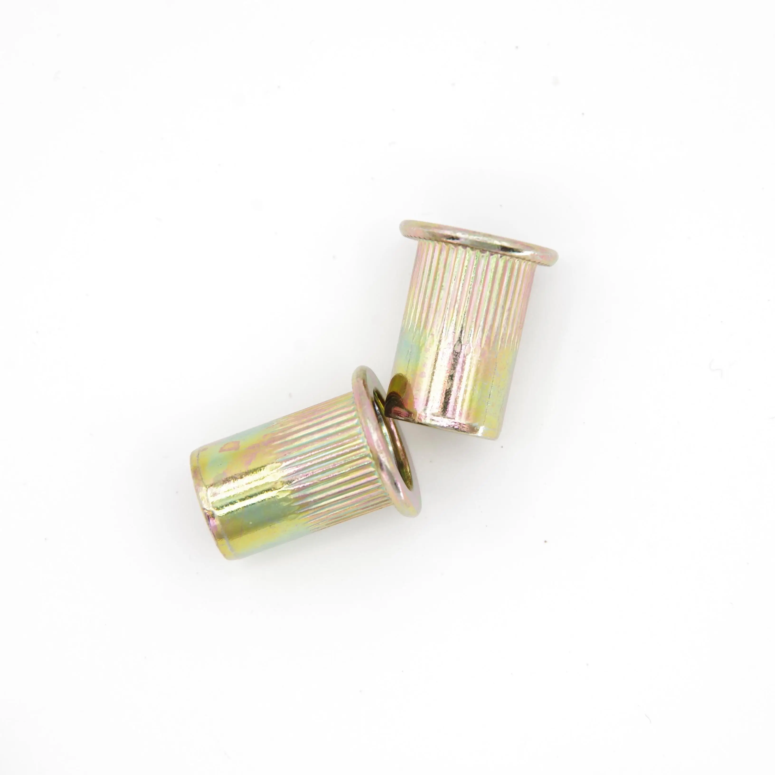 M6 * 10 Flat Head Brass Riveted Nuts with Threaded Insert Galvanized Zinc Plated Nut Connector