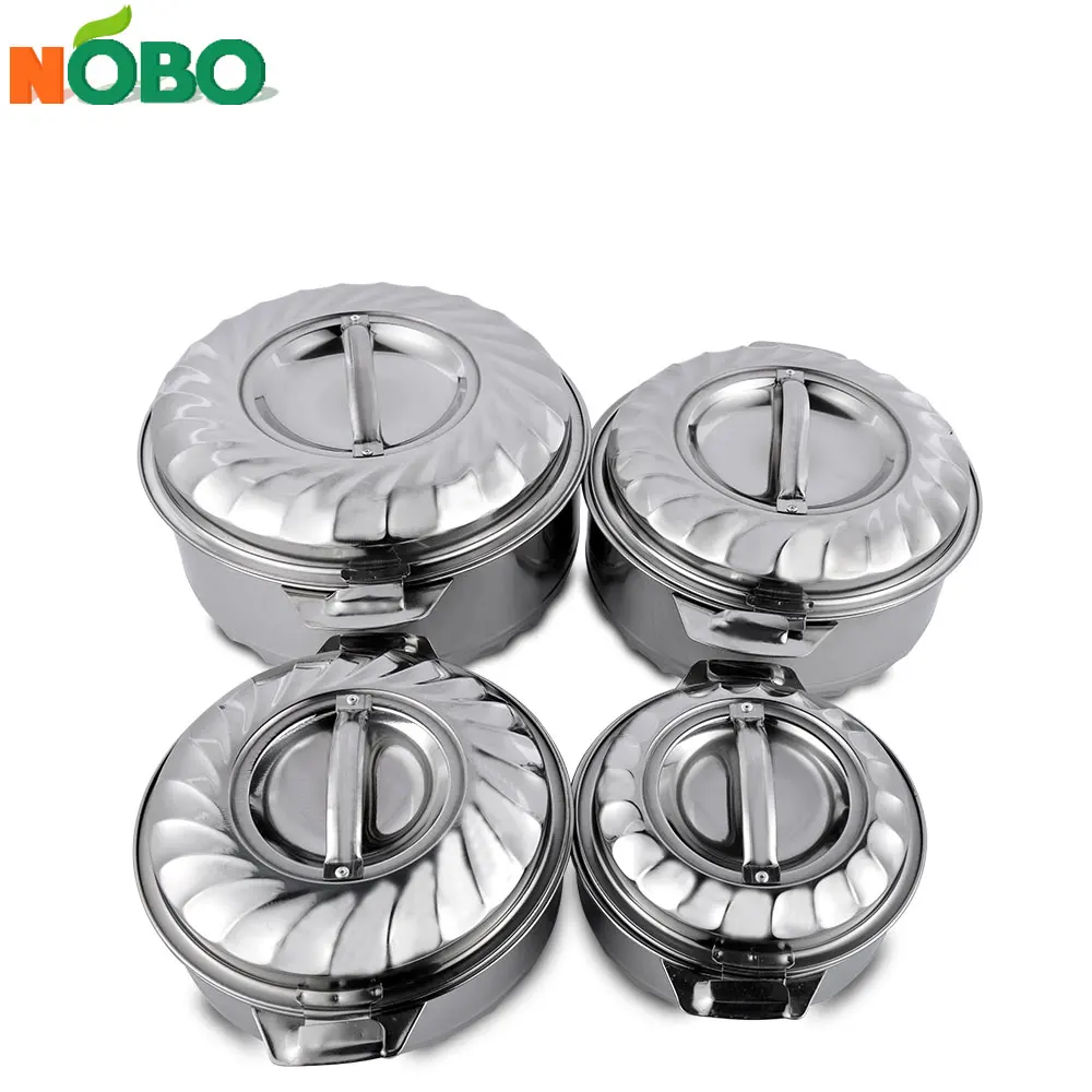 4pcs stainless steel double wall insulated casseroles hot pot food warmer casserole set