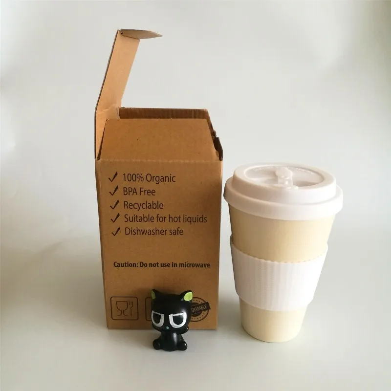 Biodegradable wheat straw Fiber Coffee Cup with Lid