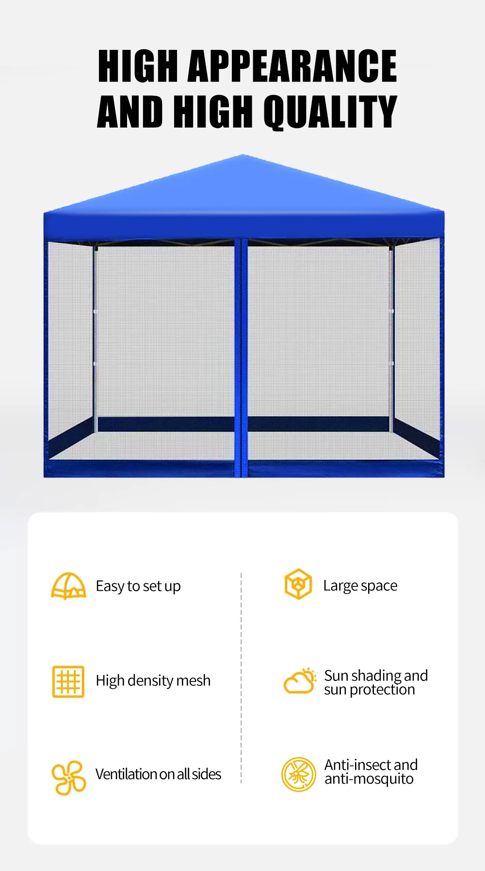 Newest 3x3m  10x10 blue collapsible outdoor tents outdoor canopy with net mesh for racing booth