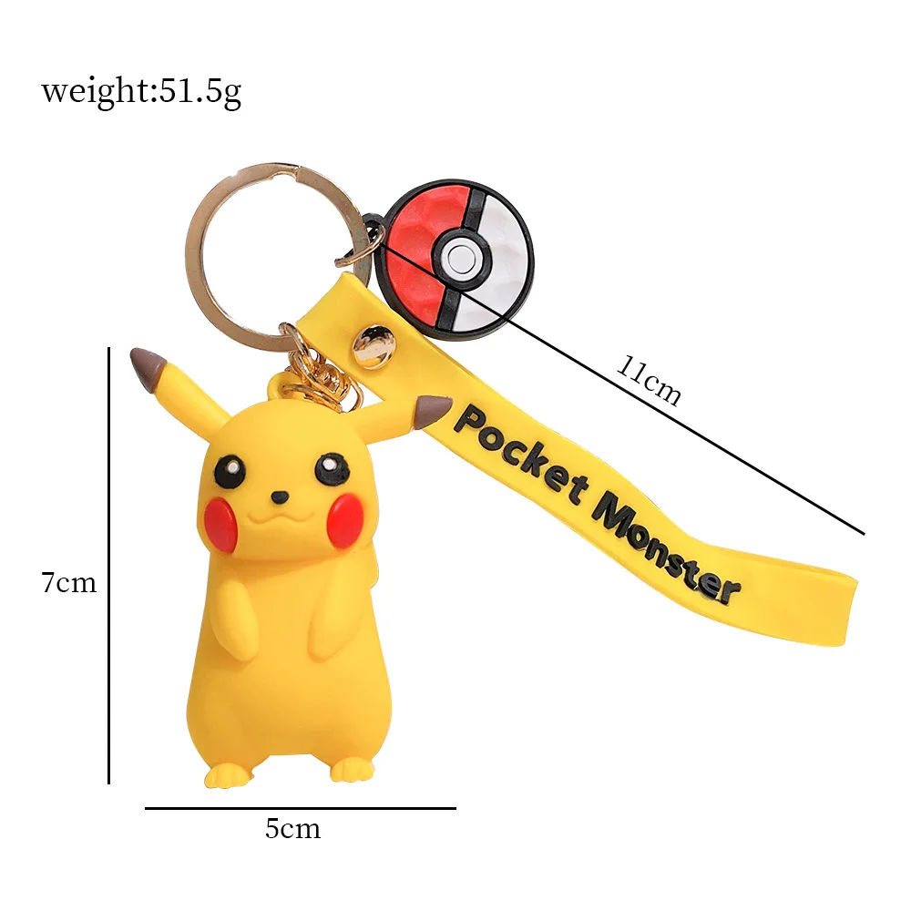Cartoon Silicone Cute Anime Figure Souvenir 3d Character Pvc Rubber Pokemoned Pikachued Keychain Car Keychain Bag Pendant