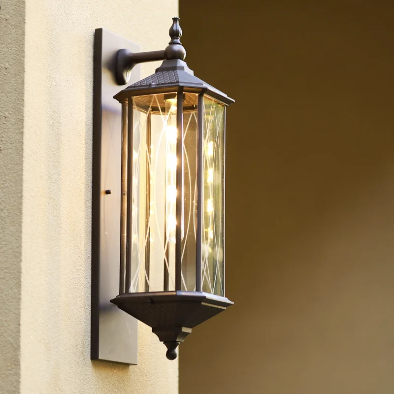 Creative Courtyard Corridor Garden Wall Lamp Retro Water Proof Outdoors Lighting Cube Bracket Light Fixtures LED Glass Aluminum