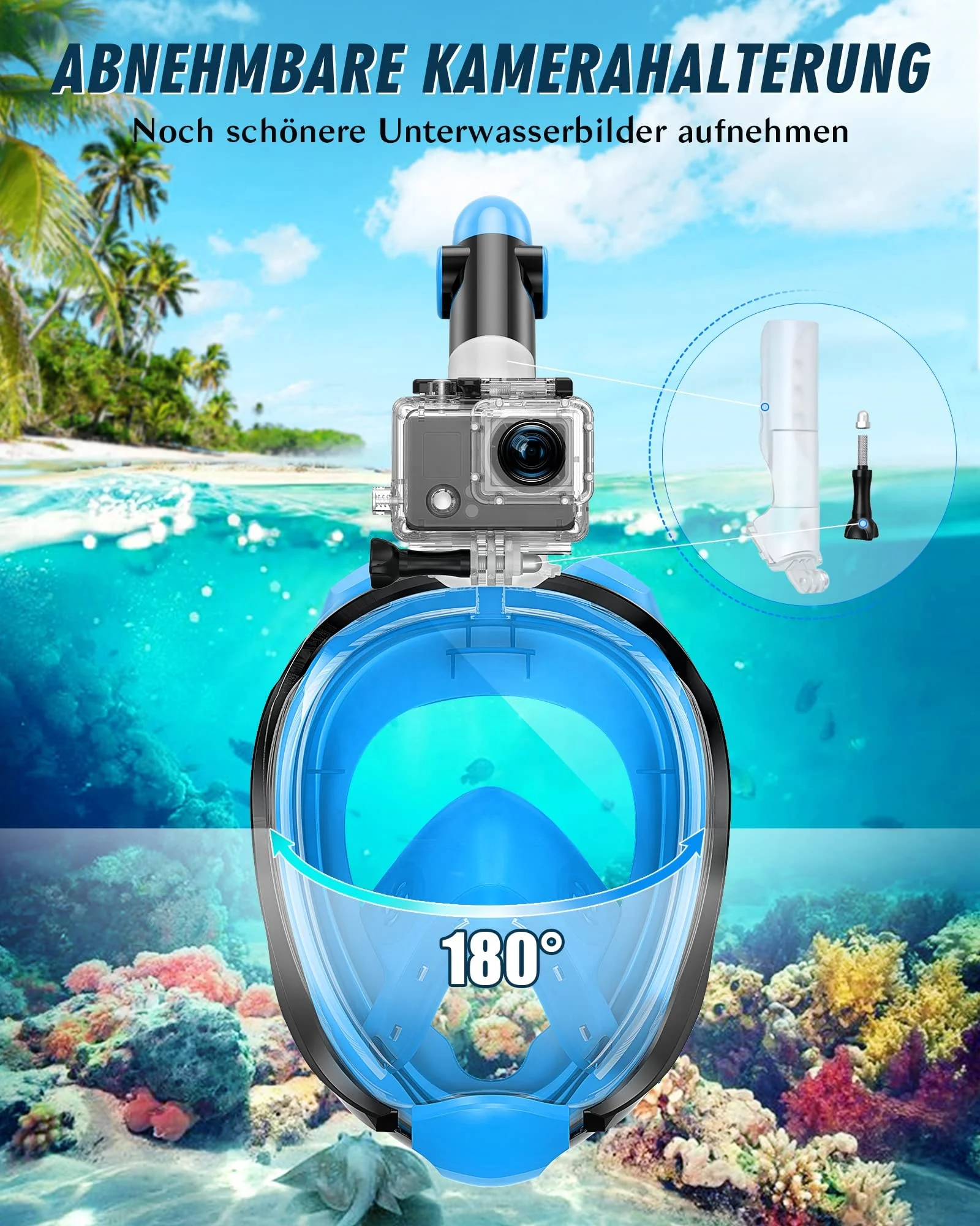 OEM Foldable Panoramic Snorkel Masks Full Face Italy Price Swimming Mask Diving Dry Snorkel Swim Mask With Underwater Camera