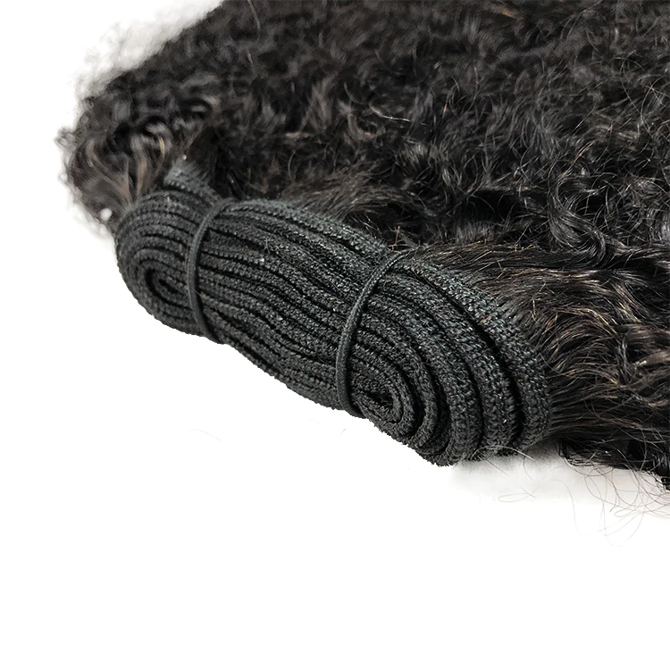 Wholesale 12A Grade Raw Indian Human Hair Bundles Double Drawn Curly Raw Human Hair Weft