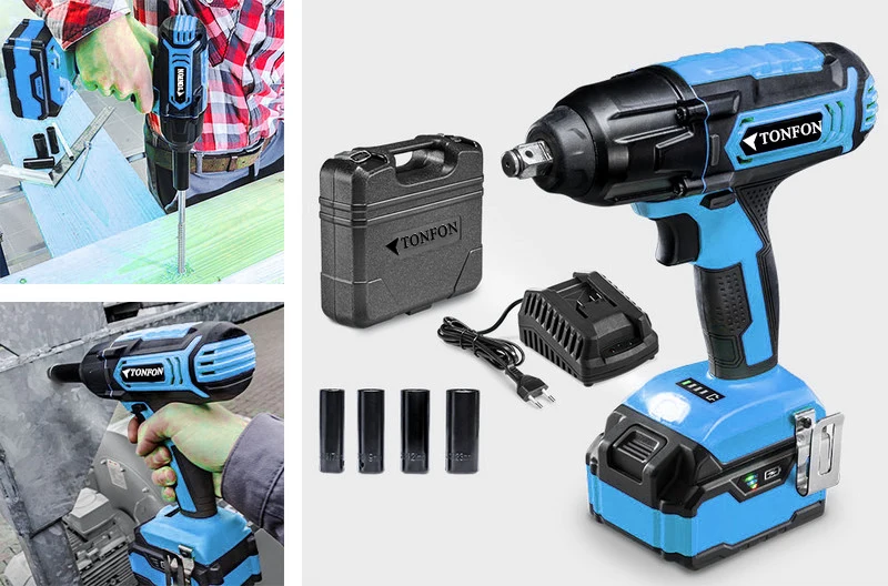 cordless electric wrench with battery with socket set wholesale, 400nm cordless nut gun for nut driving