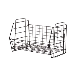 China Factory Production Holder Wire Baskets Storage Basket With Handle Folding And Stackable Rack
