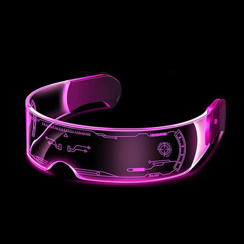 Hot Sale Custom Logo LED Party Glasses Futuristic Cyberpunk Flashing Glow Light Up Luminous Glasses Festival For Adult