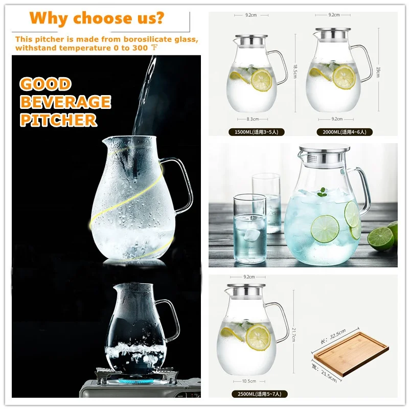 
Hot sale Carafe Luxurious Pitcher Set And Glass Water Jug With Lid 