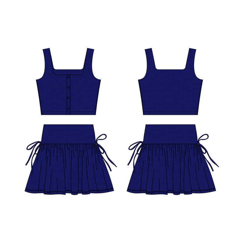 2024 Fashion Wholesale Children Tennis Sport 2in1 pocket Skirt set Girls Gym Yoga Training Athletic Wear Tennis Skirt Set
