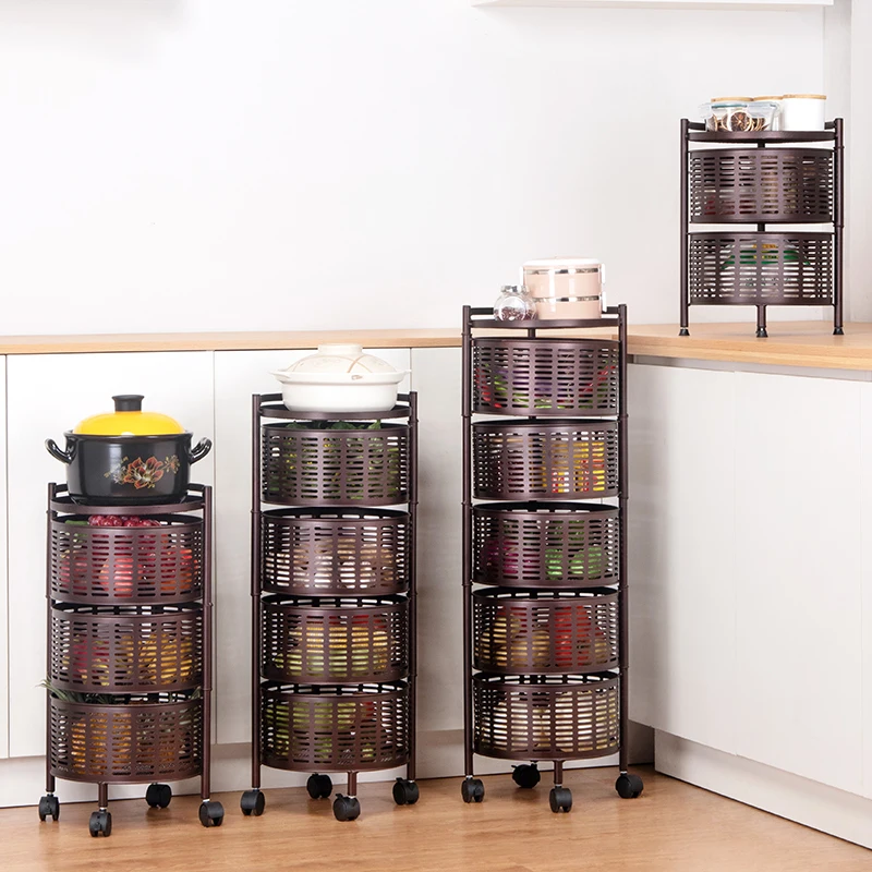 Floor-standing multi-layer corner rack vegetable basket storage rack multifunctional kitchen rotating vegetable storage rack