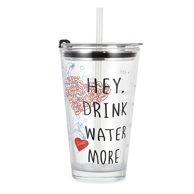New Straw Glass High Beauty Internet Celebrity Custom Printed Reusable Transparent Coffee Water Cup