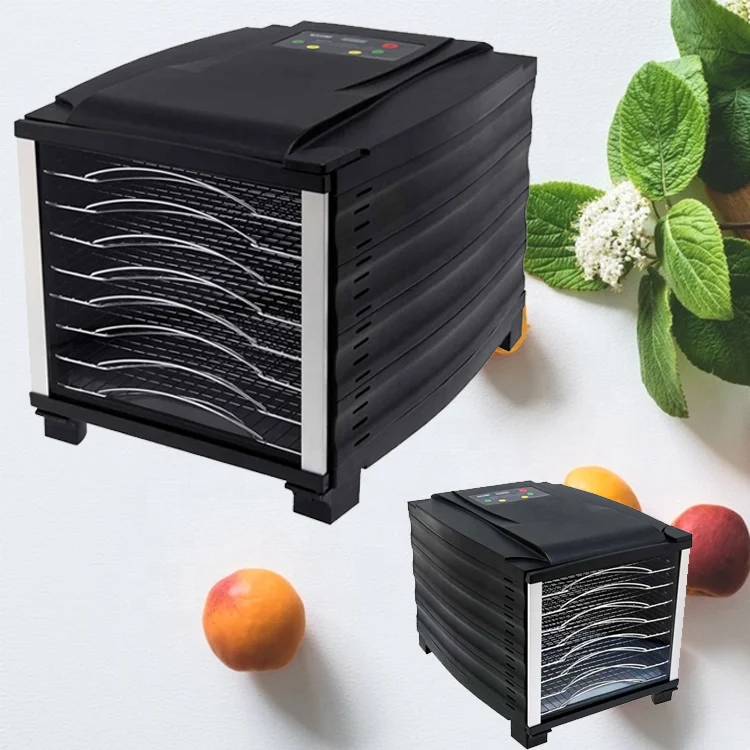 Fruit dehydrator, timer and temperature control 10 trays home use fruit vegetable food dehydrator black and white 800 Watt