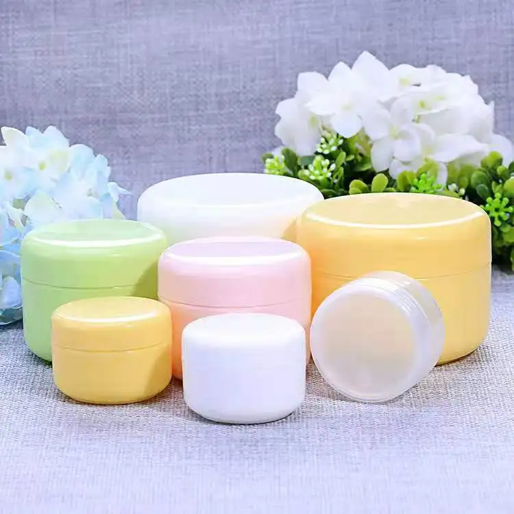 20g 50g 100g cosmetics packaging container Pink green white transparent yellow colourful cream jar with lid plastic cosmetic jar
