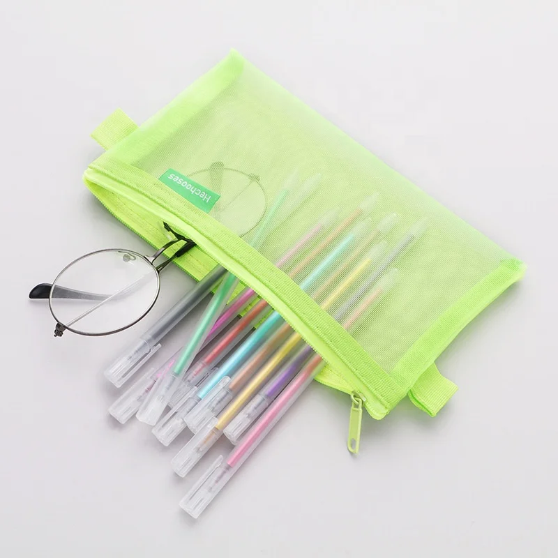 Hot selling wholesale portable zipper hollowed out beach toiletry storage bag stationery bag pencil bag