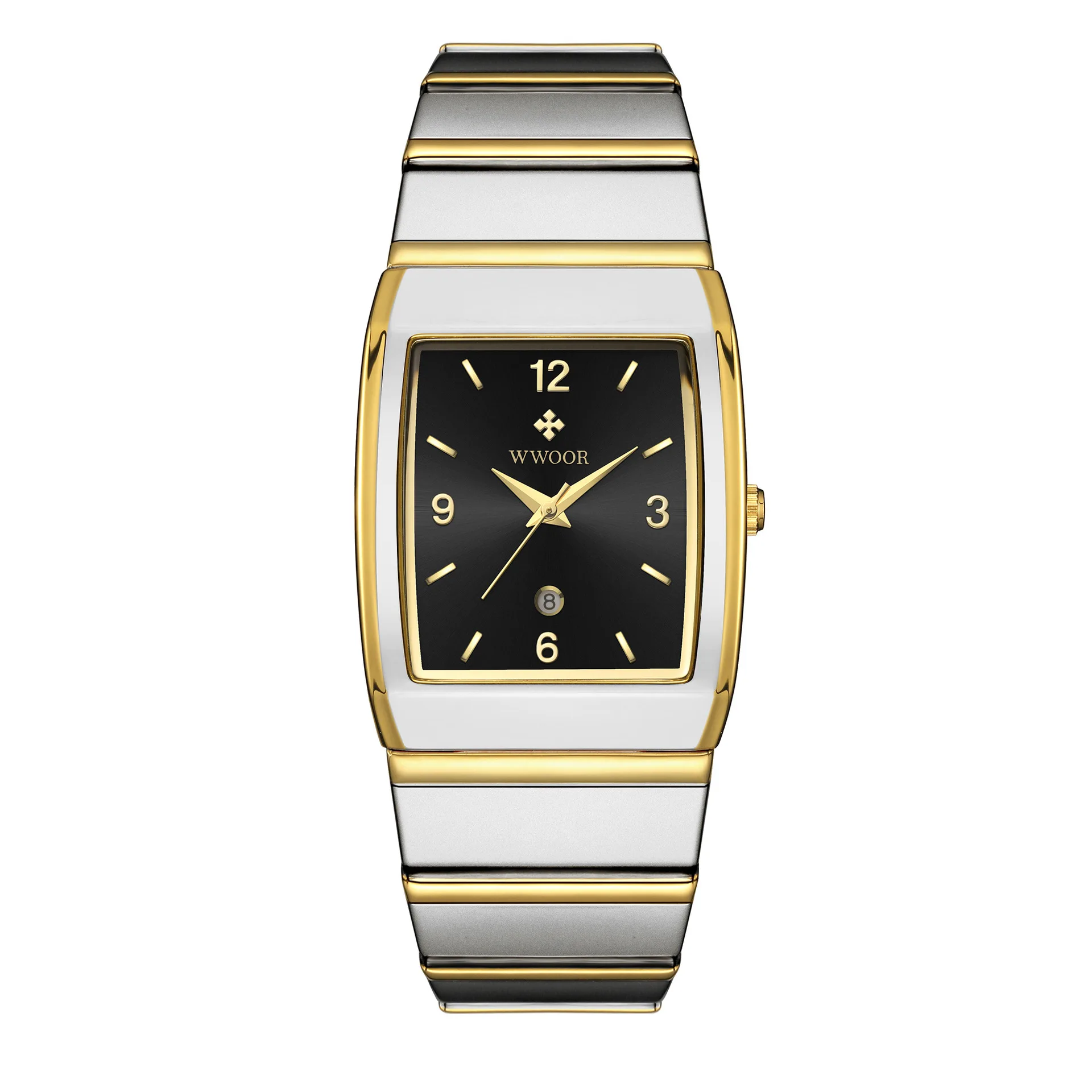 Quality Luxury Mens Watches WWOOR 8888 Square Business Fashion Watch Steel Belt Waterproof Quartz Movement Wristwatch