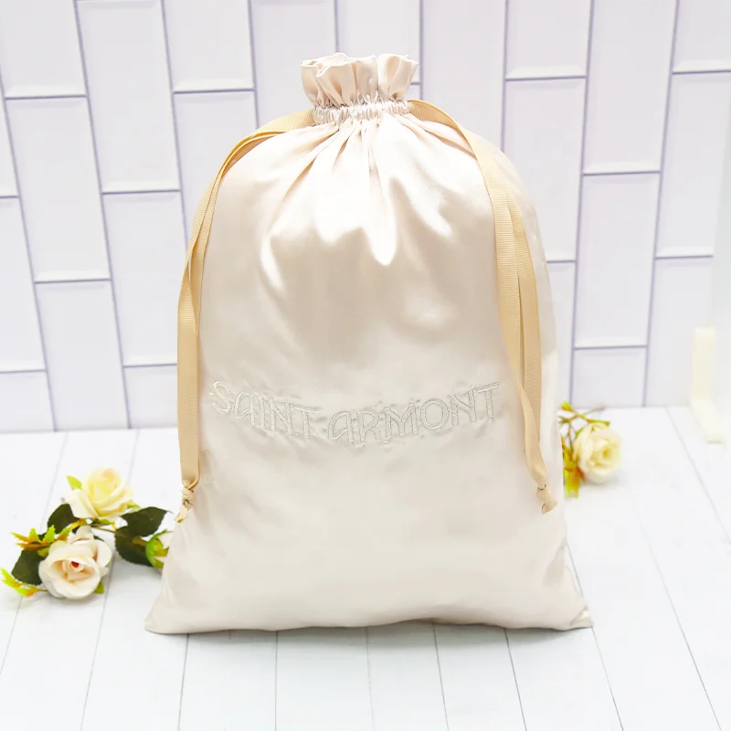 Satin sublimation gift bag satin brocade pouch clasdic embroidery pouches for  packaging hair
