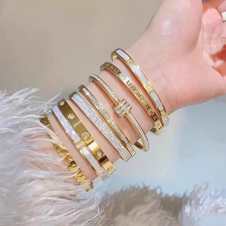 Женские ювелирные изделия водонепроницаемые из нержавеющей стали 18K Позолоченные Женская посуда браслет набор мяч подарок