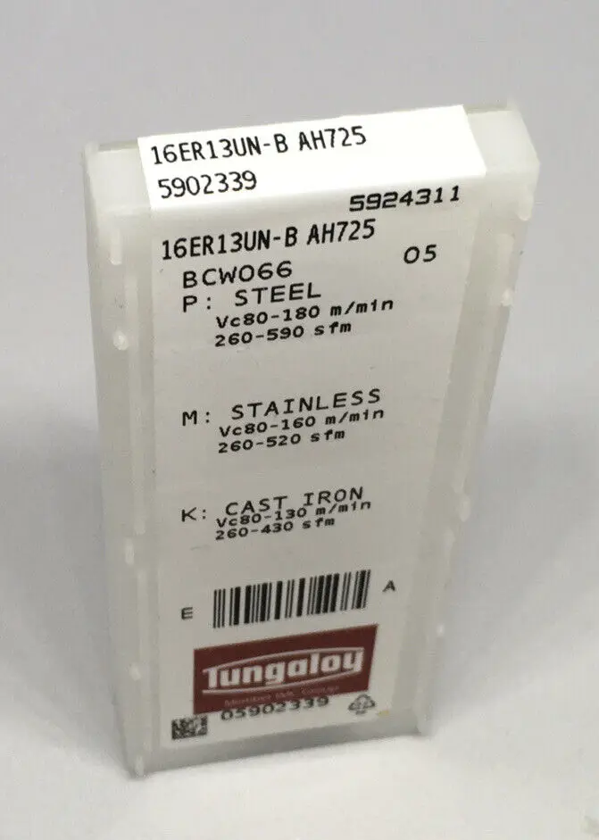 Tungaloy 11 16 22 IR ER AG55 AG60 ISO NPT UN-B J10ER010BF-J740 AH725 Thread Turning Carbide Inserts