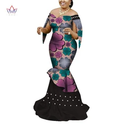 Wholesale African Clothing Dresses Women Traditional African Print Pearl Strapless Lady Plus Size Clothing Party Wedding