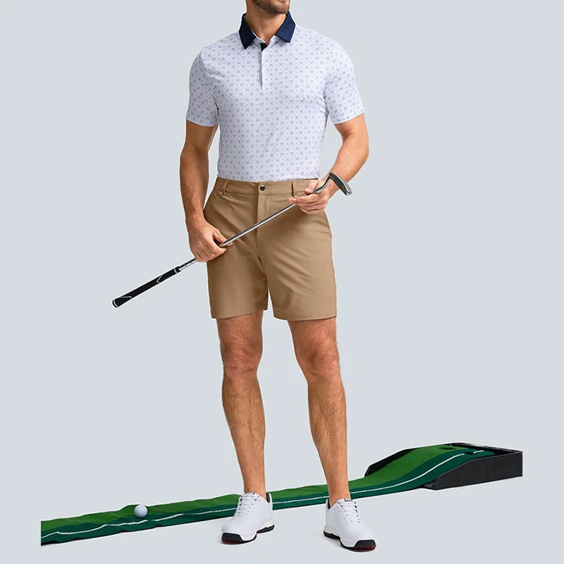 OEM custom logo solid color casual summer sports jogger shorts sweat wicking micro elastic golf shorts for men