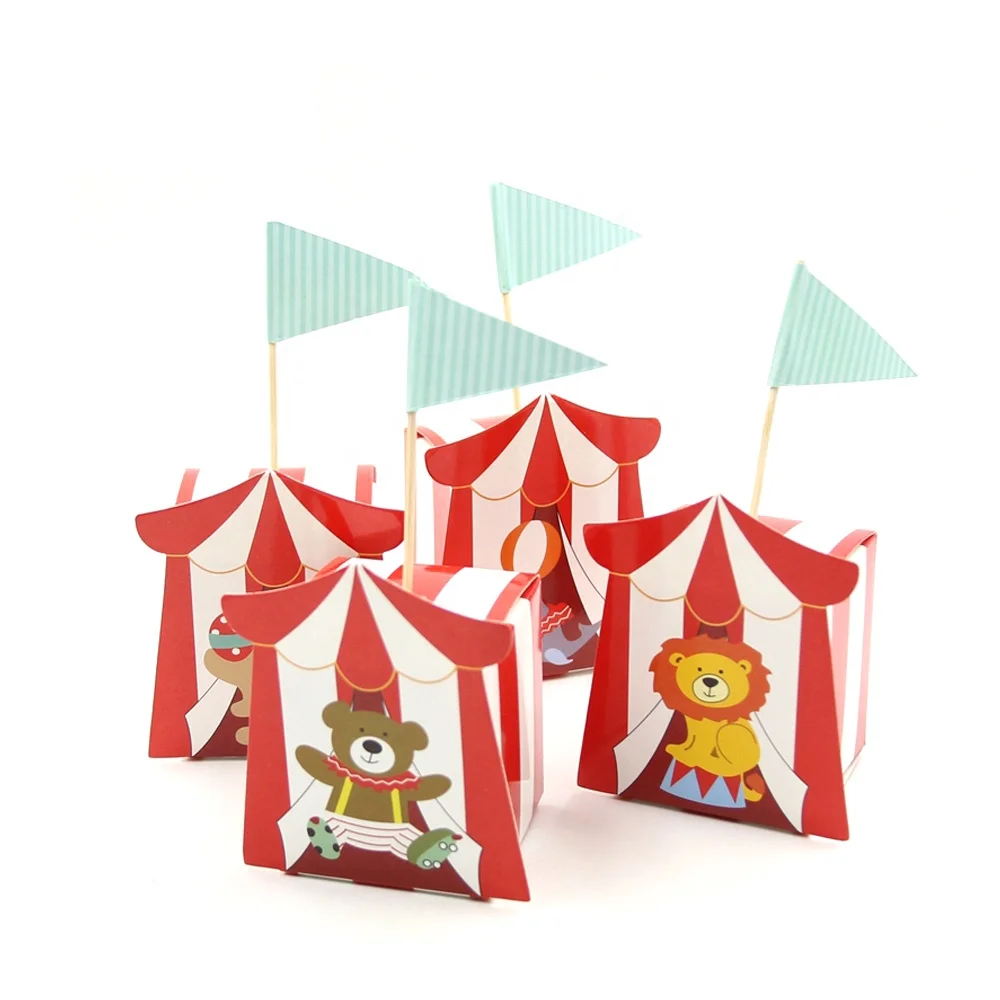 Cartoon Animals Circus Animal Paper Candy Sweet Gift Packaging Box for Baby Kids Birthday Party Decoration