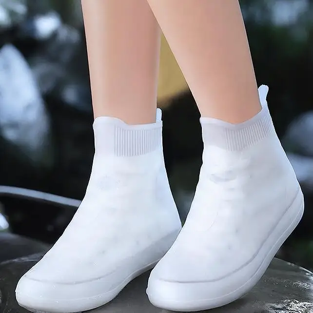 Unisex Silicone TPE Rain Boots Covers Non-Slip Washable Protection Waterproof Shoe Covers for Women Ladies Men