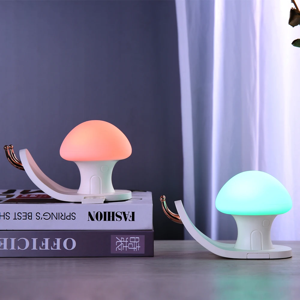 Mushroom Kids Touch Sensor Bedside RGB Night Light with Phone Holder