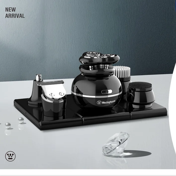 Amazon Hot 2021 Wet Dry Cordless Face Usb Groomer Waterproof Rotary Beard Nose Hair Trimmer 5 In 1 Shaver For Men