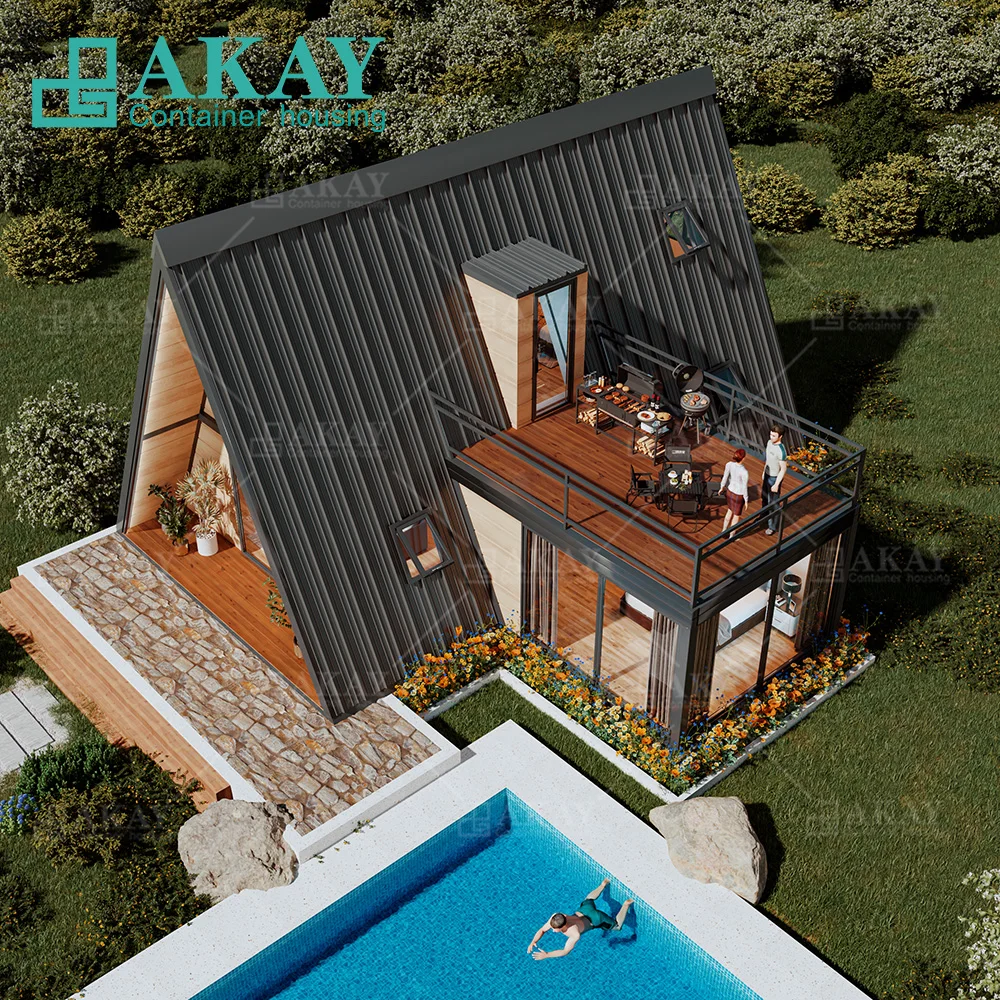 Prefab Homes Modular Prefabricated House A-Frame houses Triangular Luxury Villas Fast Install Container House with Terrace