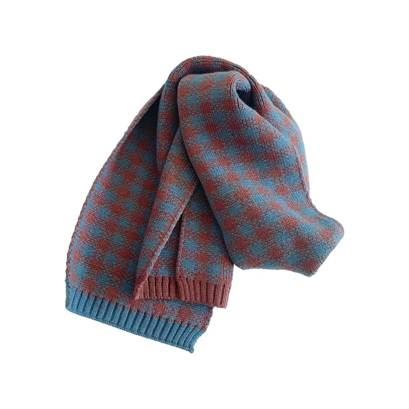 Kids new fashion spring autumn winter child knitted plaid scarf for boys and girls