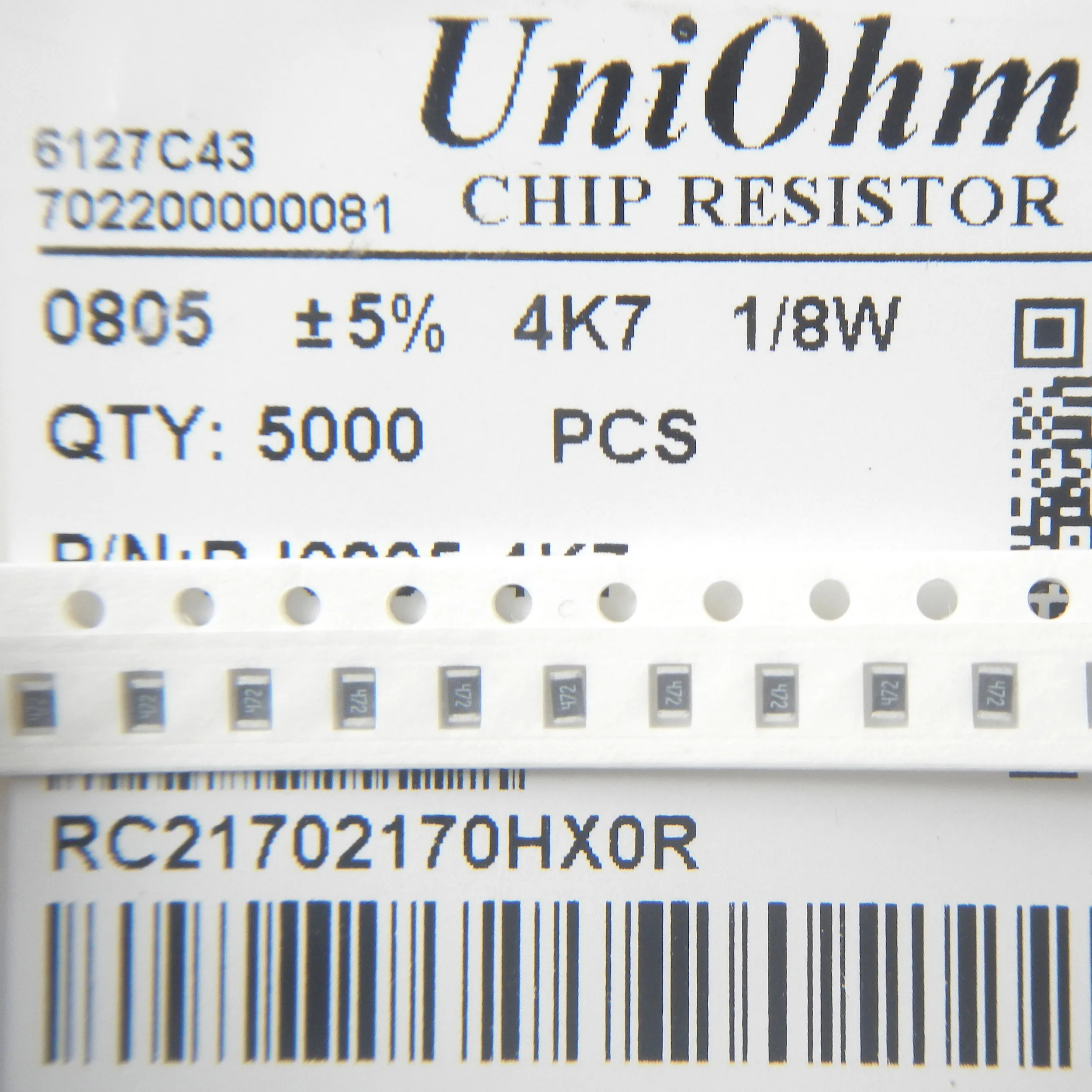  SMD Резистор 0805 чиповый резистор 50 кОм 5% 1/8 Вт 5000 шт./катушка 0R ~ 10M 0 1 10 100 330 470 1K 4 7 K 10K 1M