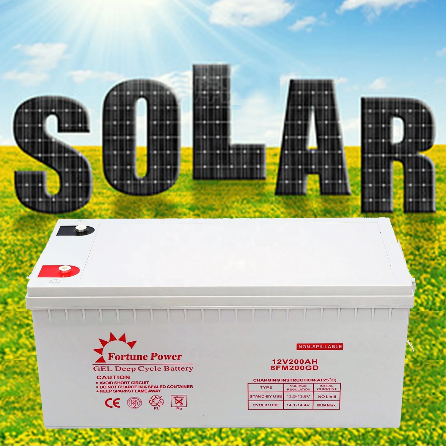 Fortune Power Solar Energy Storage GEL Battery 12V 100Ah 120Ah 150Ah 200Ah 250Ah Deep Cycle AGM Sealed Lead Acid Batteries