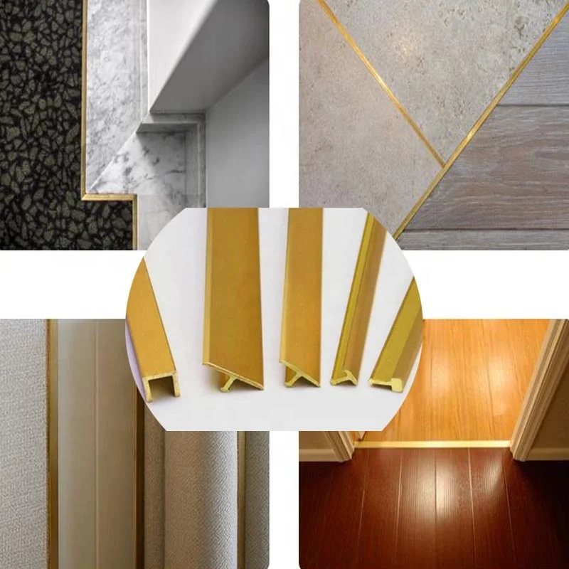 Metal Tiling Tools Bronze Flexible T Shaped Flooring Brass Edge Cover Trim Molding Stair Nosing U Shaped Tile Trim