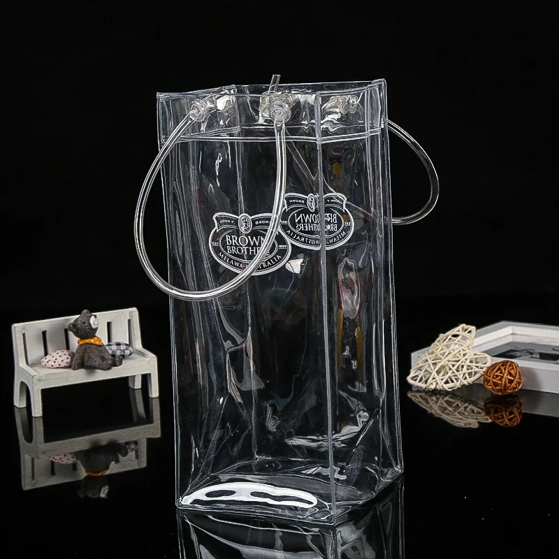 wholesale transparent chilling bag pvc ice bag wine bottle pouch bag