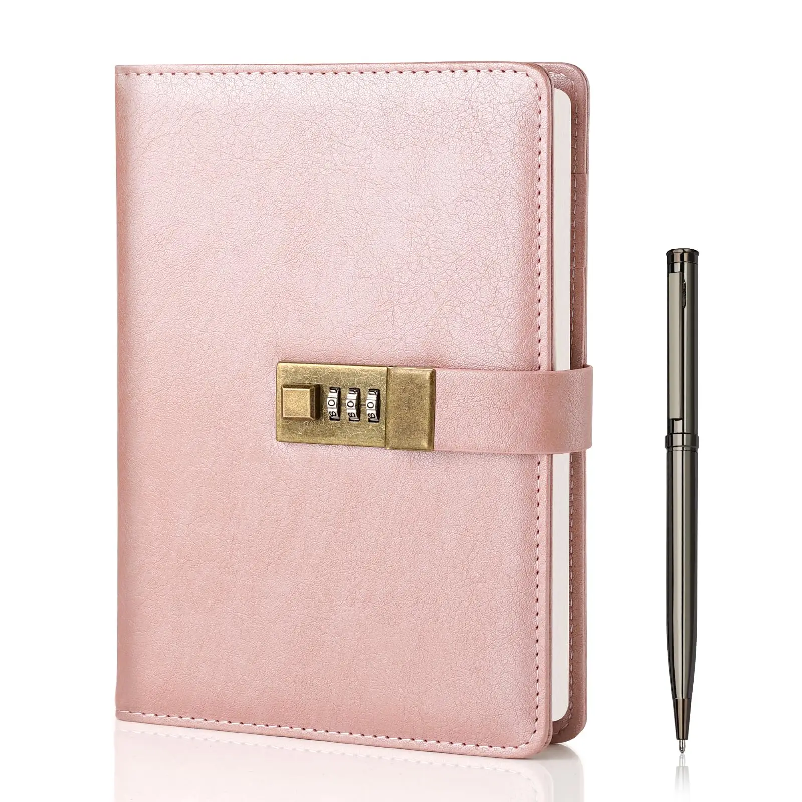 Diary with Lock, A5 PU Leather Journal Vintage Lock Journal Password Protected Notebook with Pen & Gift Box business gift